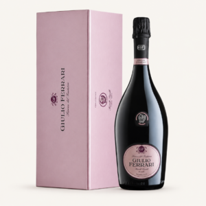 Bottiglia di Giulio Ferrari Rosé Riserva del Fondatore Trentodoc con astuccio originale 750 ml