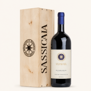 Bottiglia Jeroboam di Sassicaia 2015 Tenuta San Guido con cassetta originale in legno 3 L