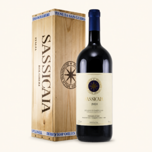 Bottiglia Magnum di Sassicaia 2020 Tenuta San Guido con cassetta originale in legno 1,5 L